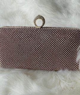 Clutch Met Strass Steentjes Roze Goud