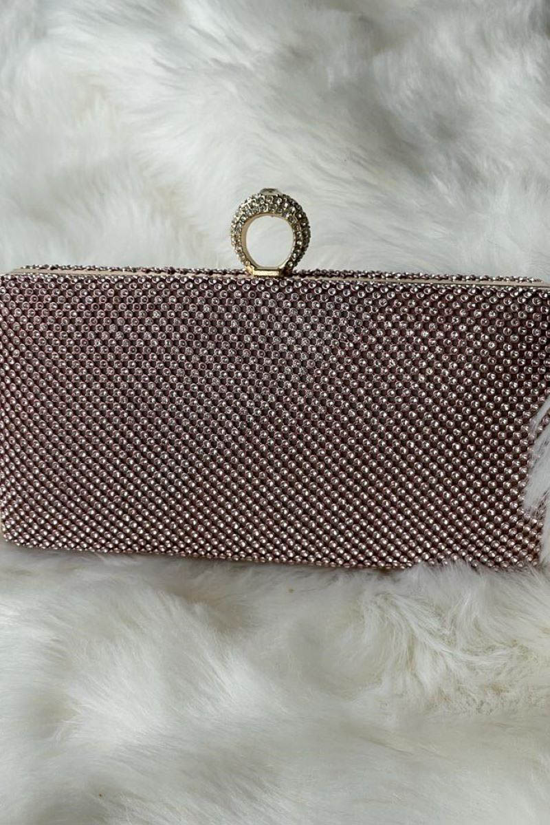 replica De schuld geven Lieve Clutch met strass steentjes roze goud - Nissa Fashion