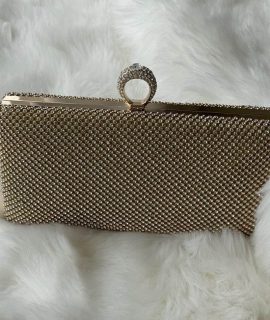 Clutch Met Strass Steentjes Goud