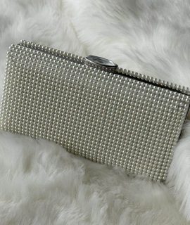 Clutch Met Kralen Zilver